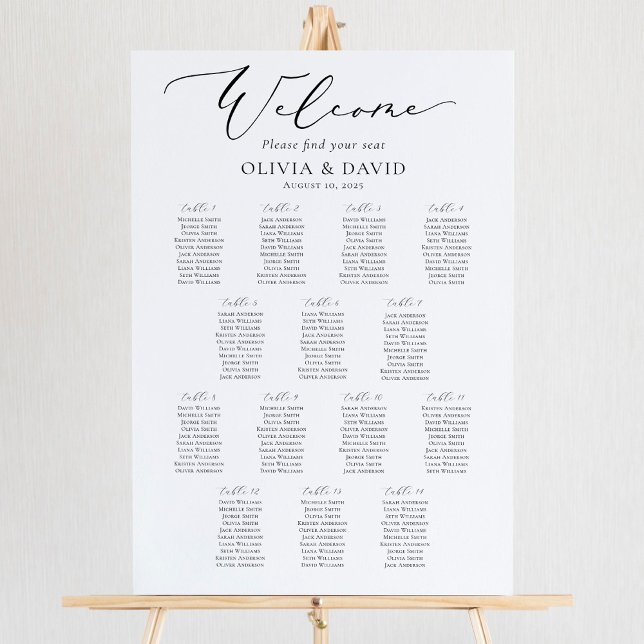 Elegant Script 14 Tables Welcome Seating Chart (Creator Uploaded)