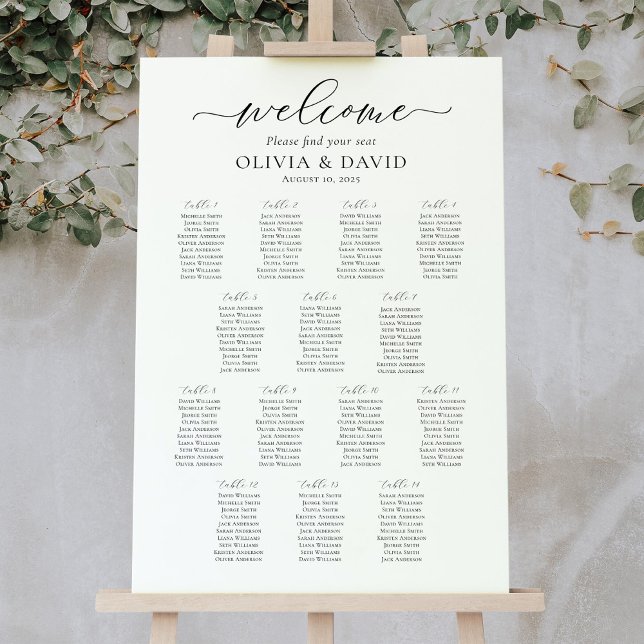 Elegant Script 14 Tables Welcome Seating Chart (Creator Uploaded)