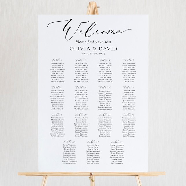Elegant Script 15 Tables Welcome Seating Chart (Creator Uploaded)