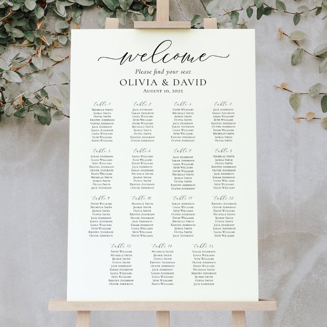Elegant Script 15 Tables Welcome Seating Chart (Creator Uploaded)