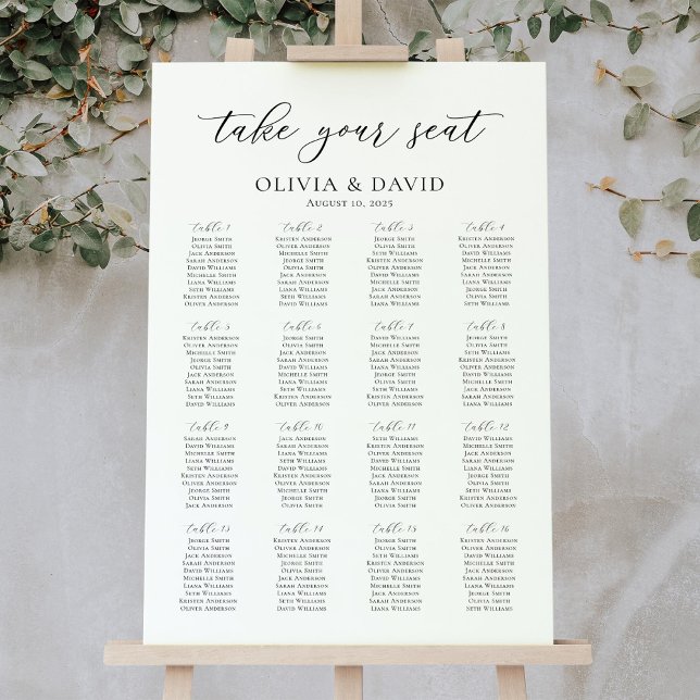 Elegant Script 16 Tables Welcome Seating Chart (Creator Uploaded)