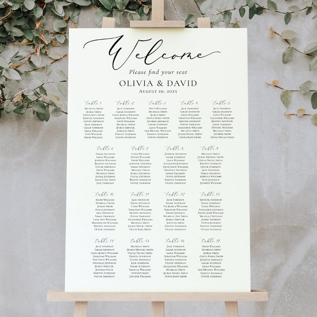 Elegant Script 17 Tables Welcome Seating Chart (Creator Uploaded)