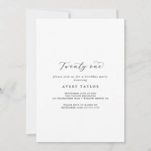 Elegant Script 21st Birthday Party Invitation