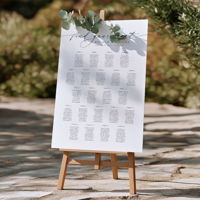 Elegant Script 22 Tables Welcome Seating Chart (Elegant Script 22 Tables Welcome Seating Chart, Seating Plan)