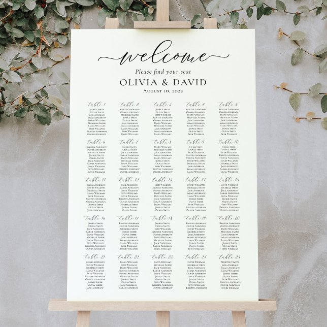 Elegant Script 25 Tables Welcome Seating Chart (Creator Uploaded)