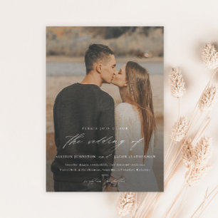 Elegant Script 2 Photo Overlay Wedding Invitation