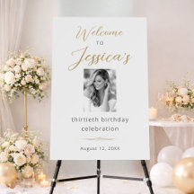 Elegant Script 30th Birthday Party Photo Welcome