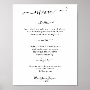 Elegant Script  3 course Wedding Menu  Poster