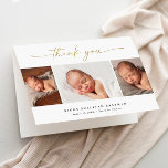 Elegant Script 3 Photo Collage Baby Thank You Card<br><div class="desc">Elegant Script 3 Photo Collage Baby Thank you card. The interior includes a thank you message that you can personalise or remove if you prefer to hand write your thank you. Click the personalise button to customise this design with your photos and details.</div>