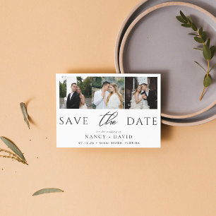 Elegant Script 3 photo Collage wedding Save The Date