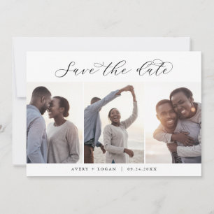 Elegant Script 3 Photo Template Save the Date