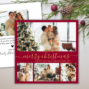 Elegant Script 4 Photo Collage Christmas Holiday C