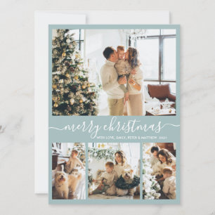 Elegant Script 4 Photo Collage Christmas Holiday C