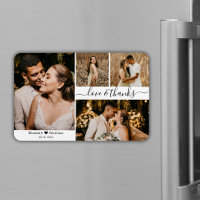 Elegant Script 4 Photo Collage Wedding Thank You
