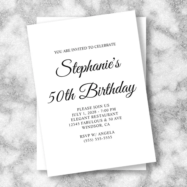 Elegant Script 50th Birthday Invitation | Zazzle