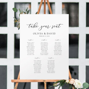 Elegant Script 5 Tables Welcome Seating Chart