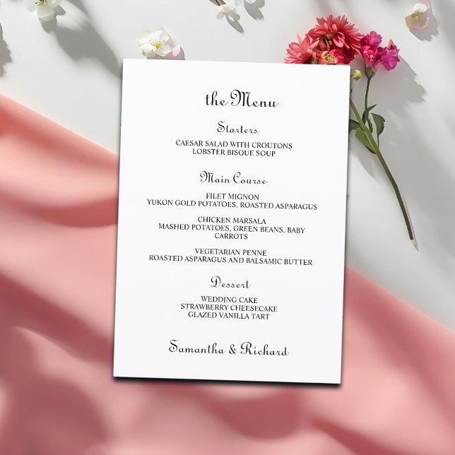 Elegant Script 5x7" Wedding Table Menu Flat Menu (Creator Uploaded)