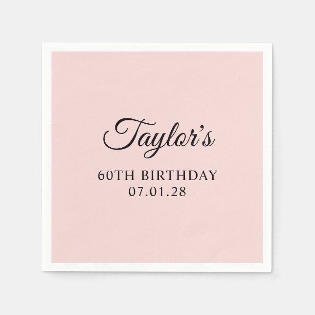 Elegant Script 60th Birthday Napkin (Front)