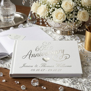 Elegant Script 60th Diamond Wedding Anniversary Guest Book