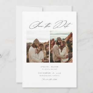 Elegant Script 6 Photo Wedding QR Code Save The Date