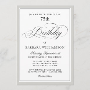 Elegant Script 75th Birthday Party Invitation