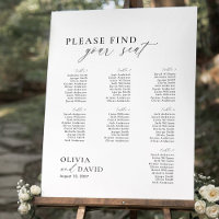 Elegant Script 7 table Seating Chart Foam Board