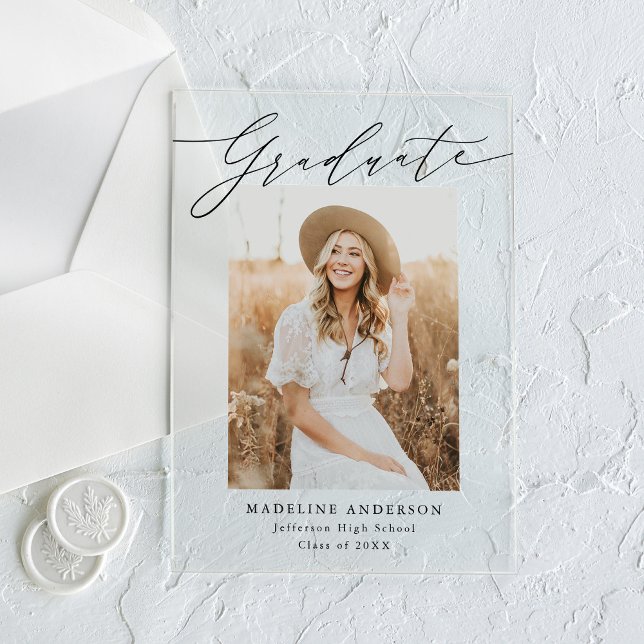Elegant Script Acrylic Graduation Announcement (Creator Uploaded)