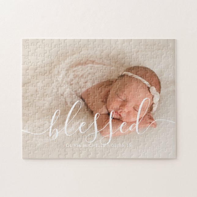 Elegant Script Add Your Own Photo Jigsaw Puzzle (Horizontal)