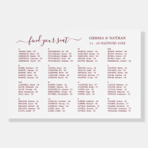 Elegant Script Alphabetical Wedding Seating Chart