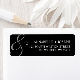 Elegant Script Ampersand Formal Black Wedding Return Address Label