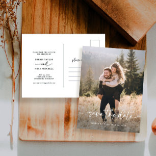 Elegant Script and Photo   Save the Date Announcement Postcard