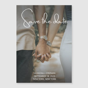 Elegant Script and Photo   Save the Date  Magnetic Invitation