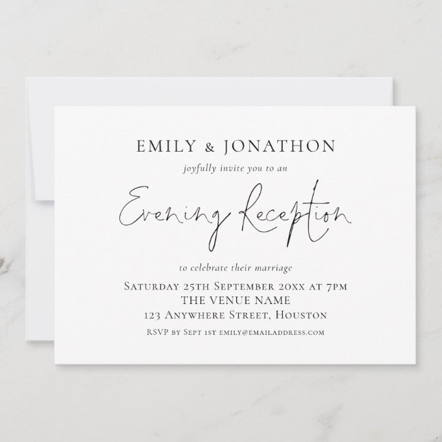 Elegant Script Any Colour Wedding Evening Receptio Invitation (Front)