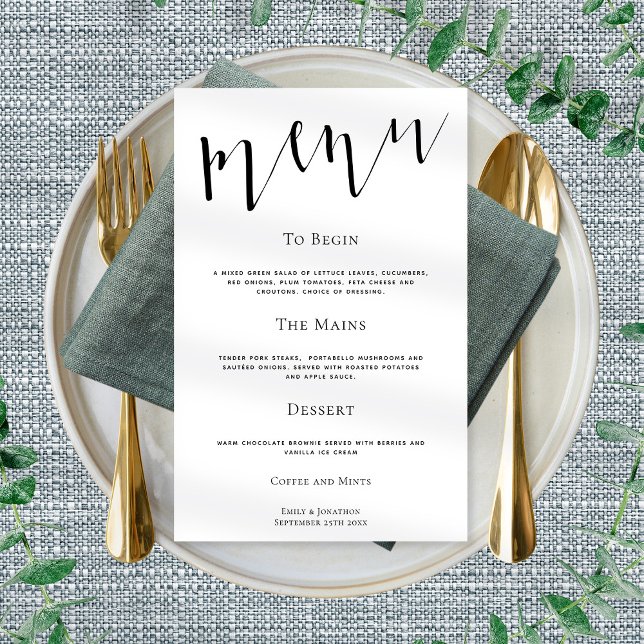 Elegant Script Any Colour Wedding Menu Poster (Creator Uploaded)