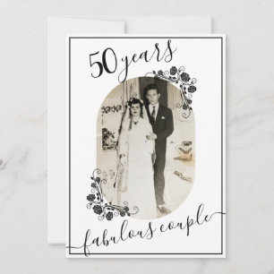 Elegant Script Any Year Anniversary Picture 50th Invitation