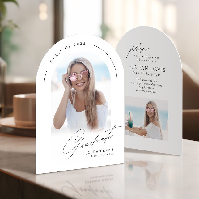 Elegant Script Arch Photo Graduation Announcement (Elegant Script Arch Photo Graduation Announcement)