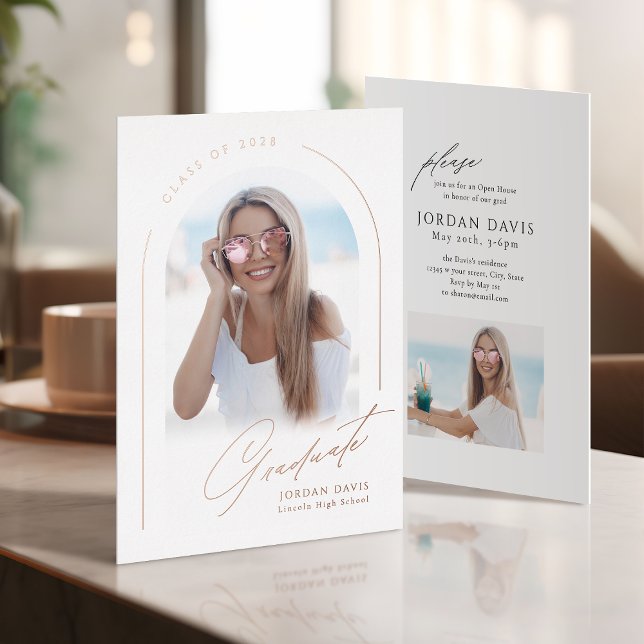 Elegant Script Arch Photo Graduation Announcement (Elegant Script Arch Photo Graduation Announcement)