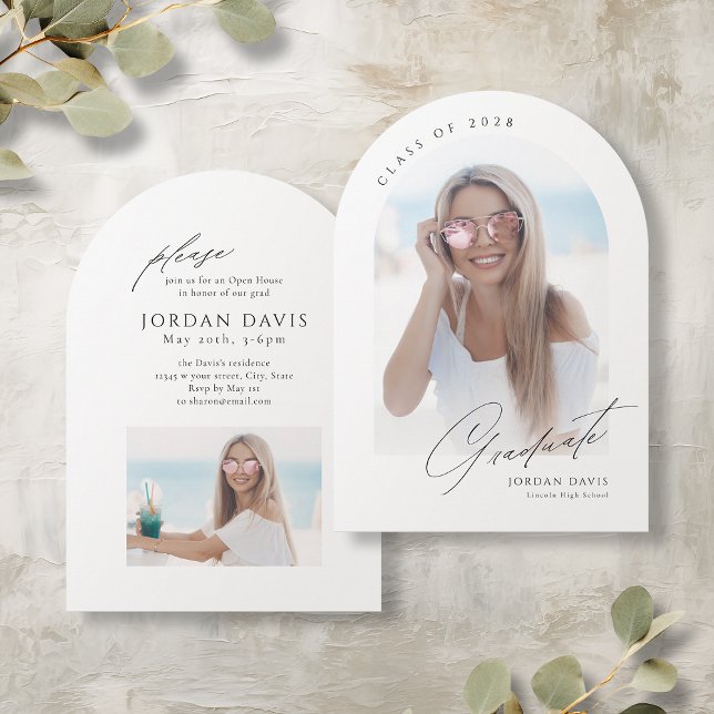 Elegant Script Arch Photo Graduation Announcement (Elegant Script Arch Photo Graduation Announcement)