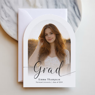 Elegant Script Arch Photo Graduation Thank You Invitation