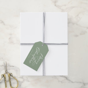 Elegant Script Artic Botanical Sage Green Holiday Gift Tags