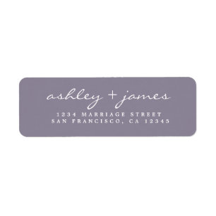 Elegant Script Ash Purple Wedding Return Address Label