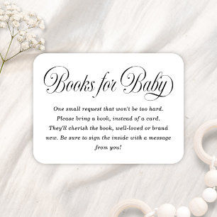 Elegant Script B & W Baby Shower Books For Baby Enclosure Card