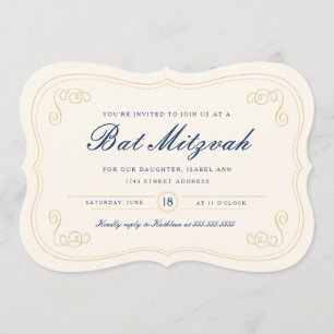 Elegant Script Bat Mitzvah Invitation