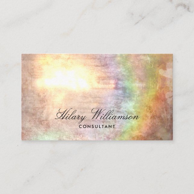 Elegant Script Beige Holograph Grunge Texture. Business Card (Front)
