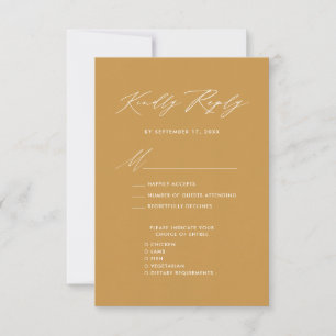 Elegant Script Beige Minimalist Chic Wedding RSVP Card