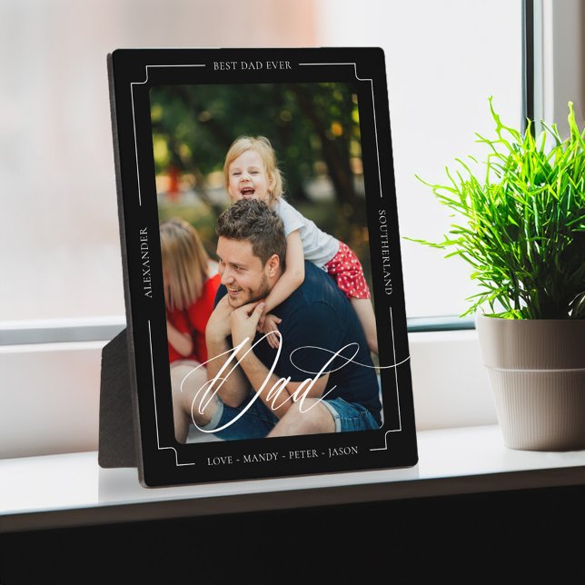 Elegant Script Best Dad Ever Custom Photo Keepsake Plaque (Elegant Script Best Dad Ever Custom Photo Keepsake Plaque)