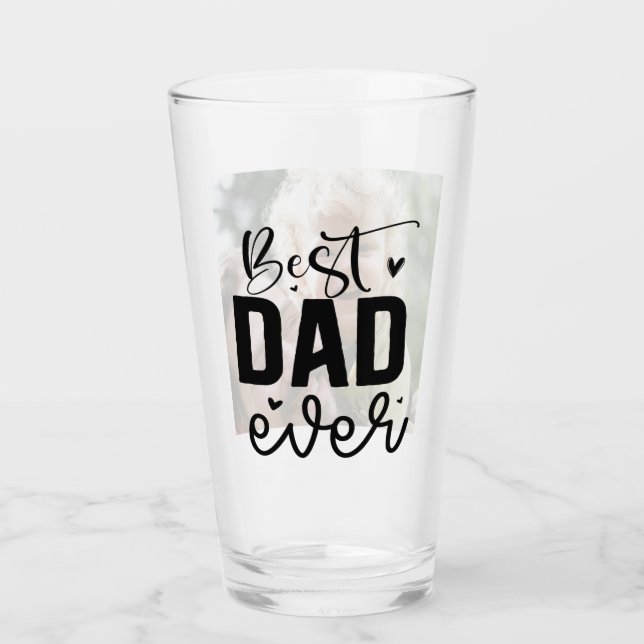 Elegant Script Best Dad Ever Personalised Photo Glass (Front)
