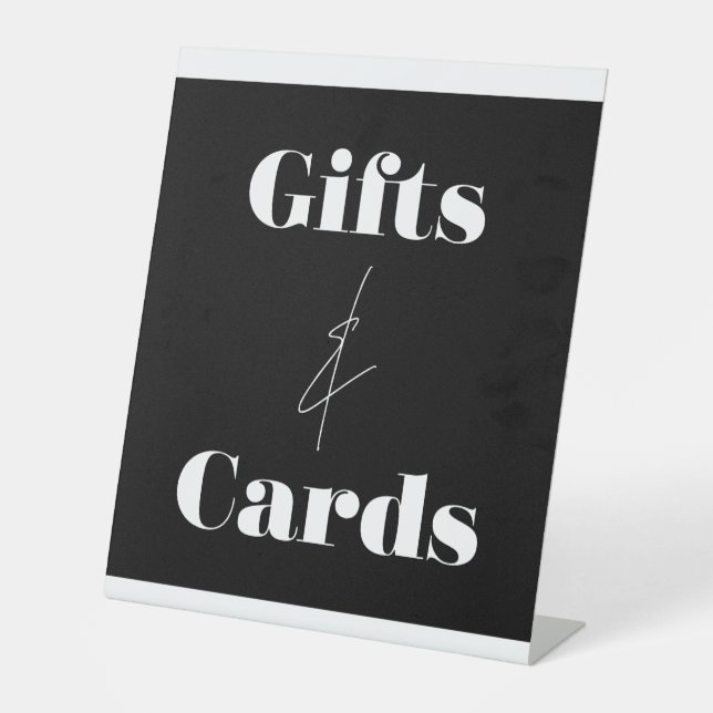 Elegant Script Birthday Gifts and Cards  Pedestal Sign (Front)