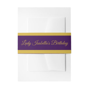 Elegant Script Birthday Invitation Belly Band Gold