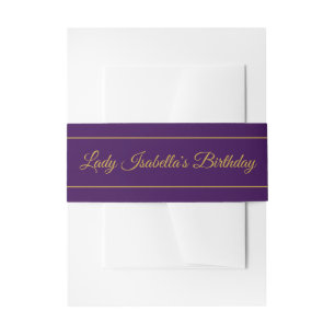 Elegant Script Birthday Invitation Belly Band Gold